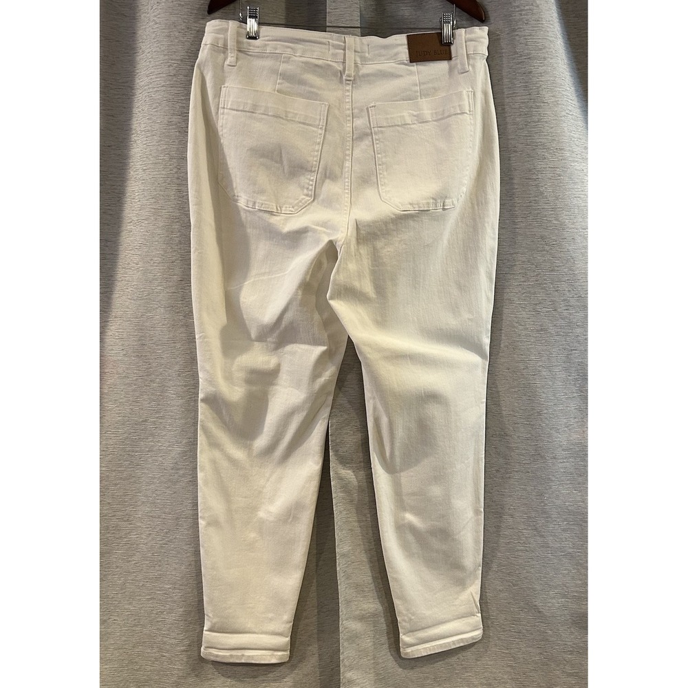 Judy Blue High Rise Jeans Women's 14W White Denim Drawstring Style - Picture 4 of 8